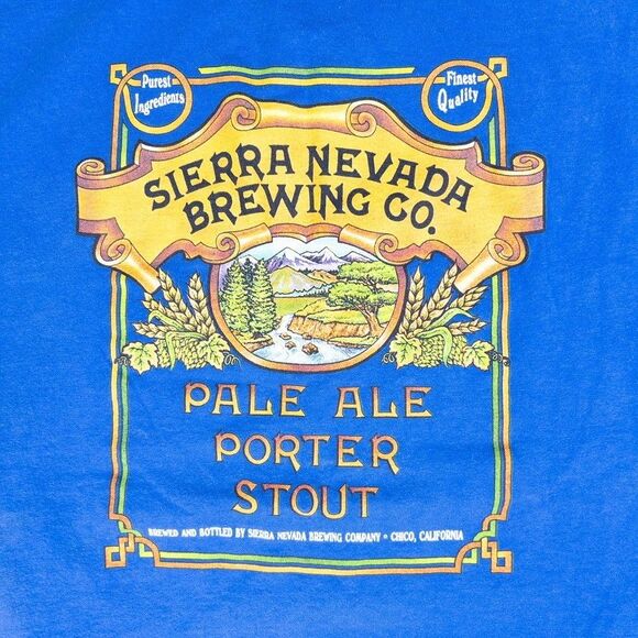Vintage 90s Sierra Nevada Brewing Co Beer T Shirt Large Blue Pale Ale Stout USA - Picture 5 of 7